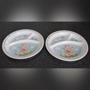 Set Of Two Vintage Humpty Dumpty Plates With Dividers To Seperate Food